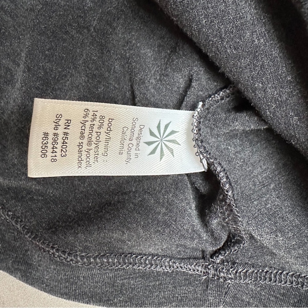 ATHLETA dark charcoal stretchy cross front dress, MP medium petite. - Picture 3 of 3